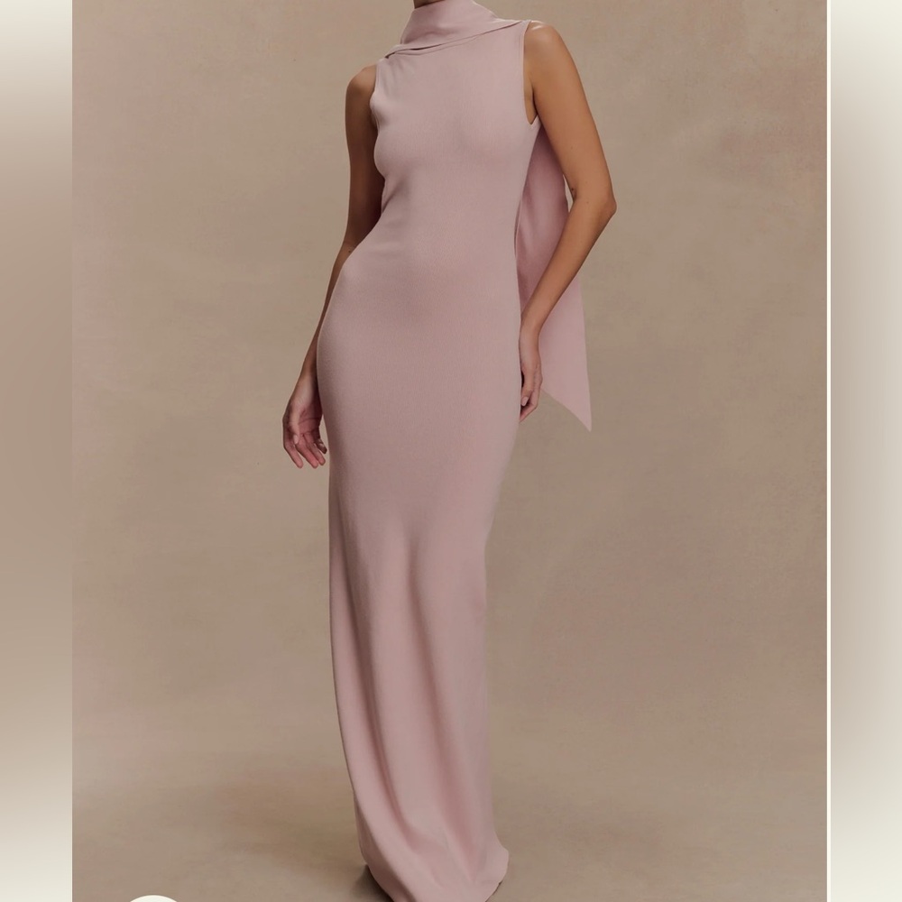 Meshki Blush Pink High Neck Maxi Dress